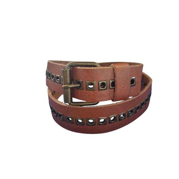 Y2K HE Mango Leather Grommet Belt Women's size 34 Grungecore Academia Preppy Hip - Picture 10 of 11